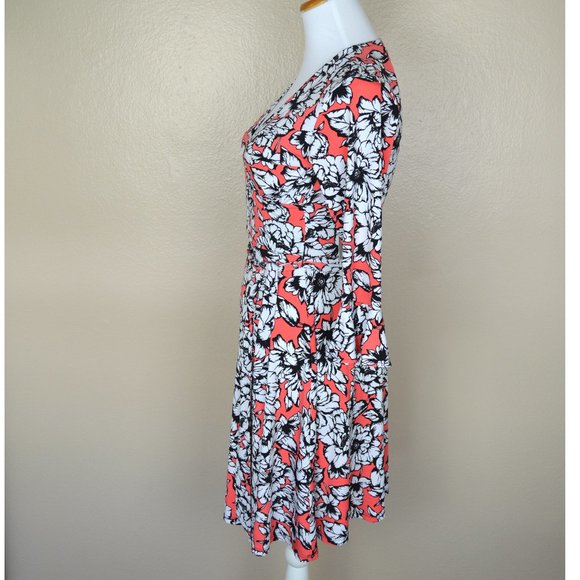 Leota Floral Dress in Coral and Black- EUC - Picture 5 of 8